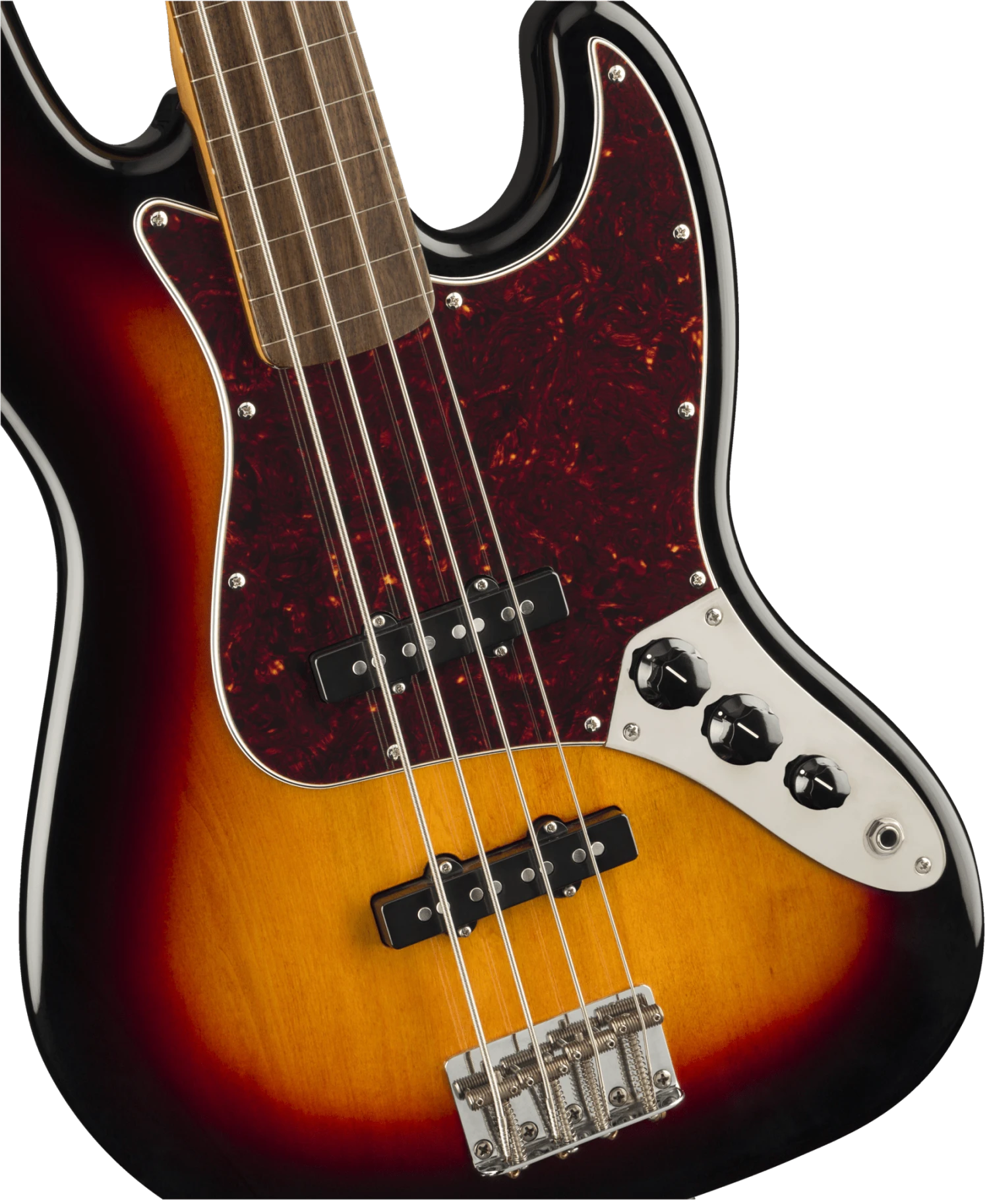 Squier Classic Vibe '60S Jazz Bass® Fretless, Laurel Fingerboard, 3-Color Sunburst 6 Squier Classic Vibe '60S Jazz Bass® Fretless, Laurel Fingerboard, 3-Color Sunburst - Image 6