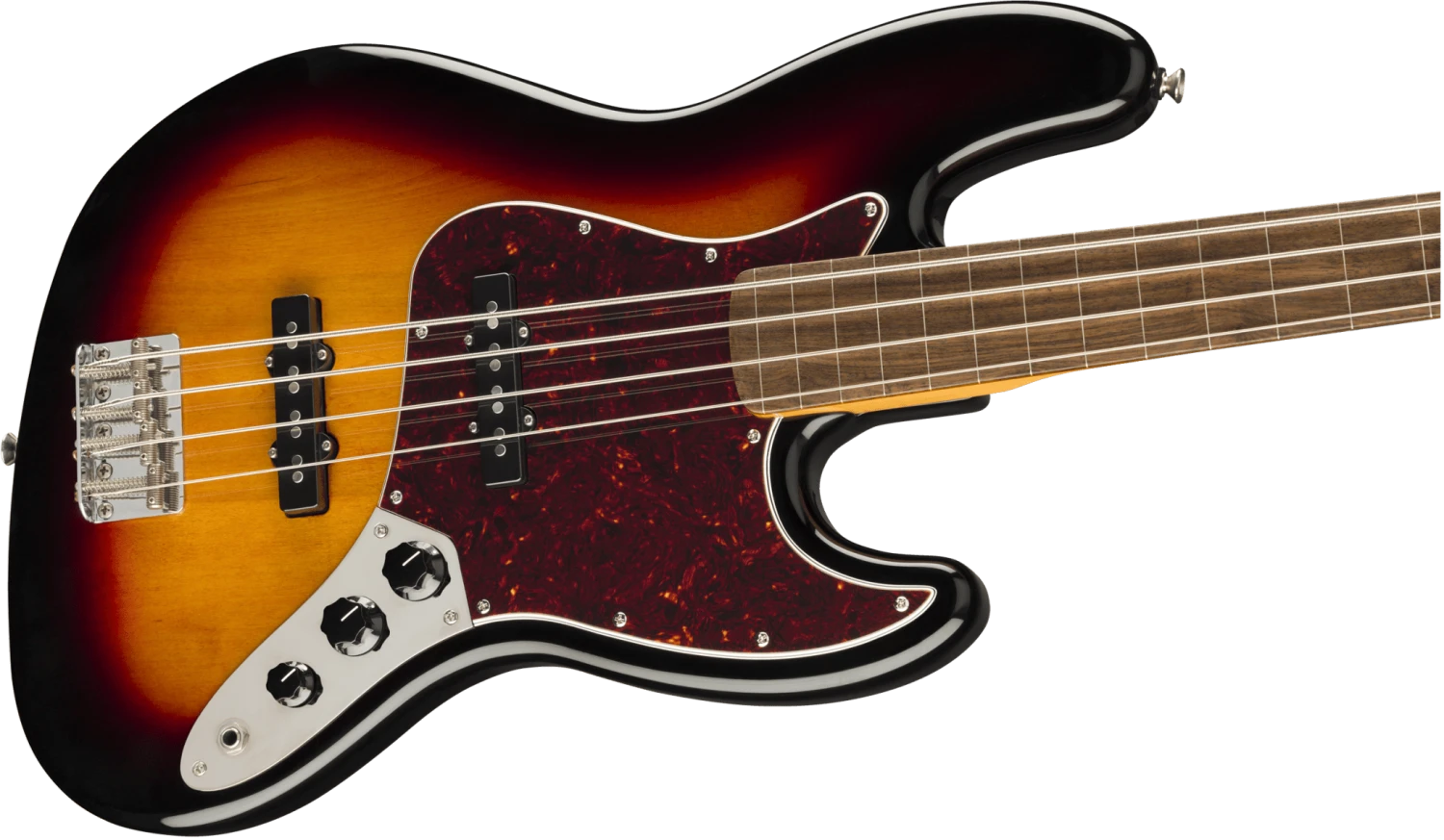 Squier Classic Vibe '60S Jazz Bass® Fretless, Laurel Fingerboard, 3-Color Sunburst 3 Squier Classic Vibe '60S Jazz Bass® Fretless, Laurel Fingerboard, 3-Color Sunburst - Image 3
