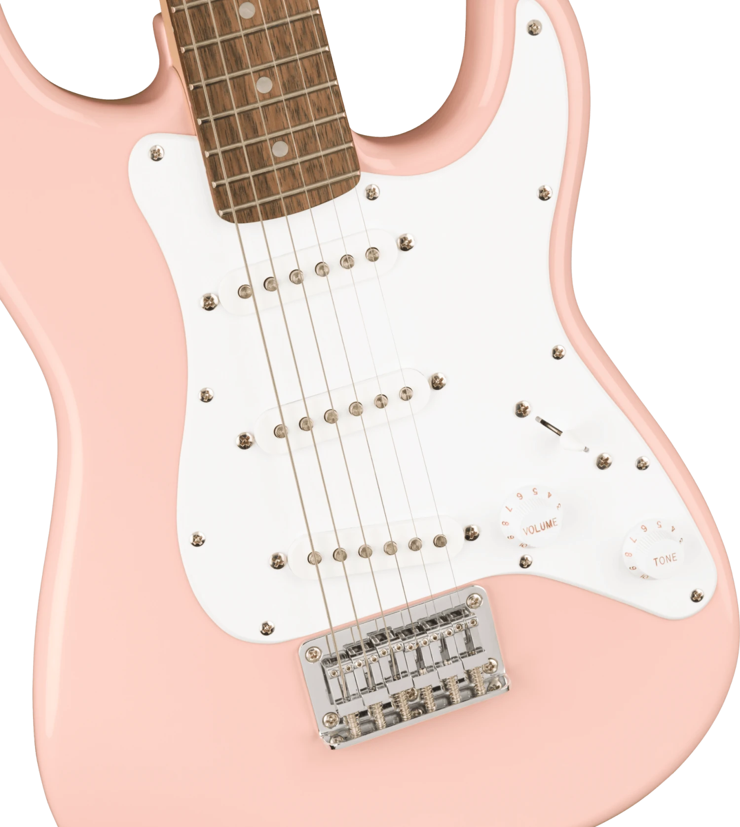 Squier Mini Stratocaster®, Laurel Fingerboard, Shell Pink 3 Squier Mini Stratocaster®, Laurel Fingerboard, Shell Pink - Image 3