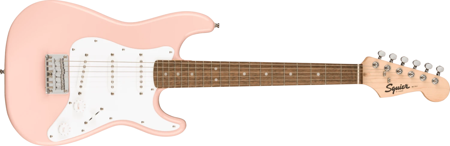 Squier Mini Stratocaster®, Laurel Fingerboard, Shell Pink 1 Squier Mini Stratocaster®, Laurel Fingerboard, Shell Pink