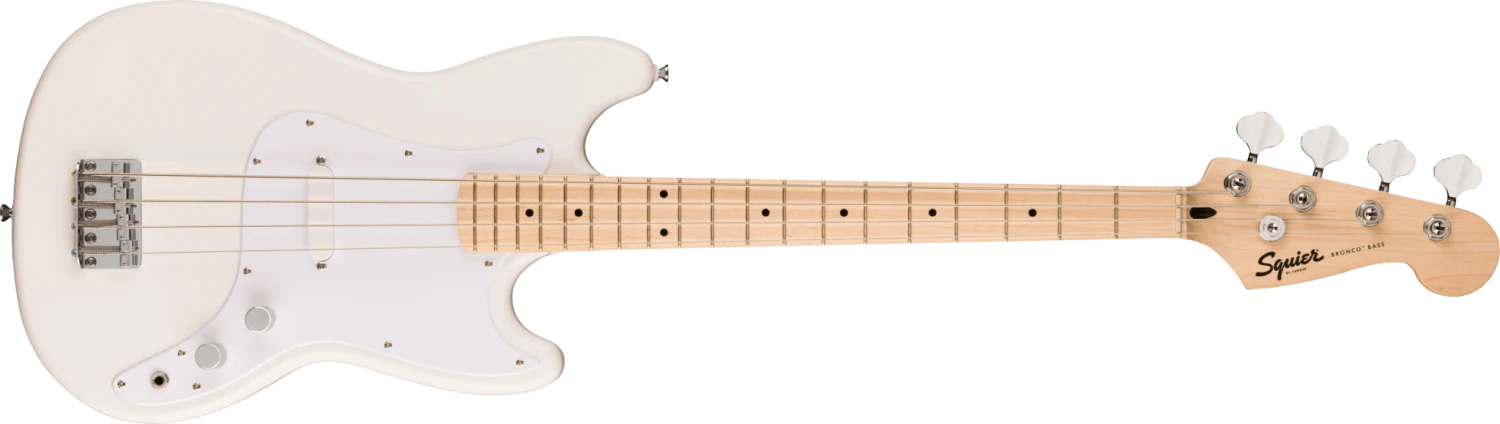 Squier Sonic® Bronco™ Bass, Maple Fingerboard, White Pickguard, Arctic White 1 Squier Sonic® Bronco™ Bass, Maple Fingerboard, White Pickguard, Arctic White