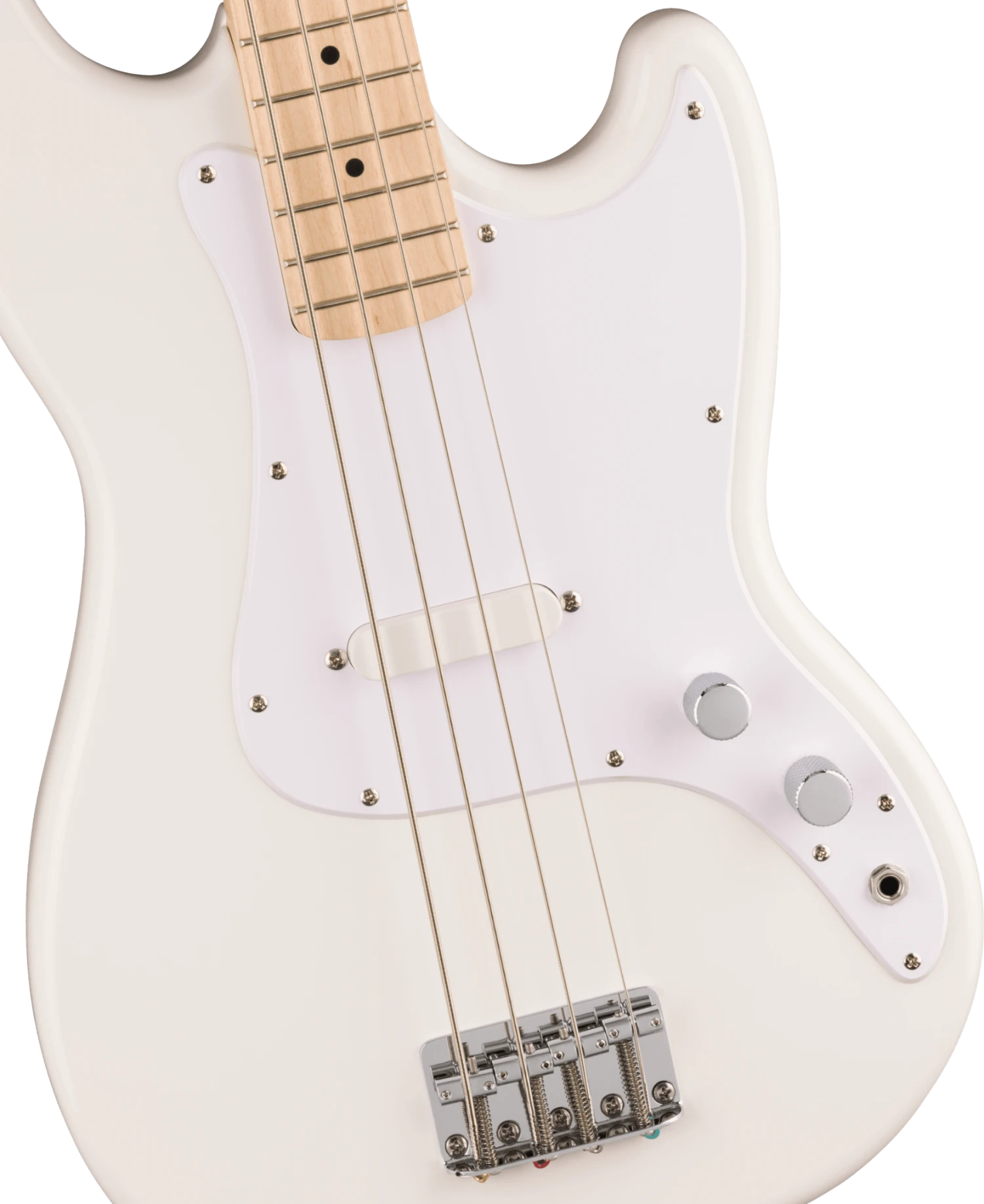 Squier Sonic® Bronco™ Bass, Maple Fingerboard, White Pickguard, Arctic White 3 Squier Sonic® Bronco™ Bass, Maple Fingerboard, White Pickguard, Arctic White - Image 3