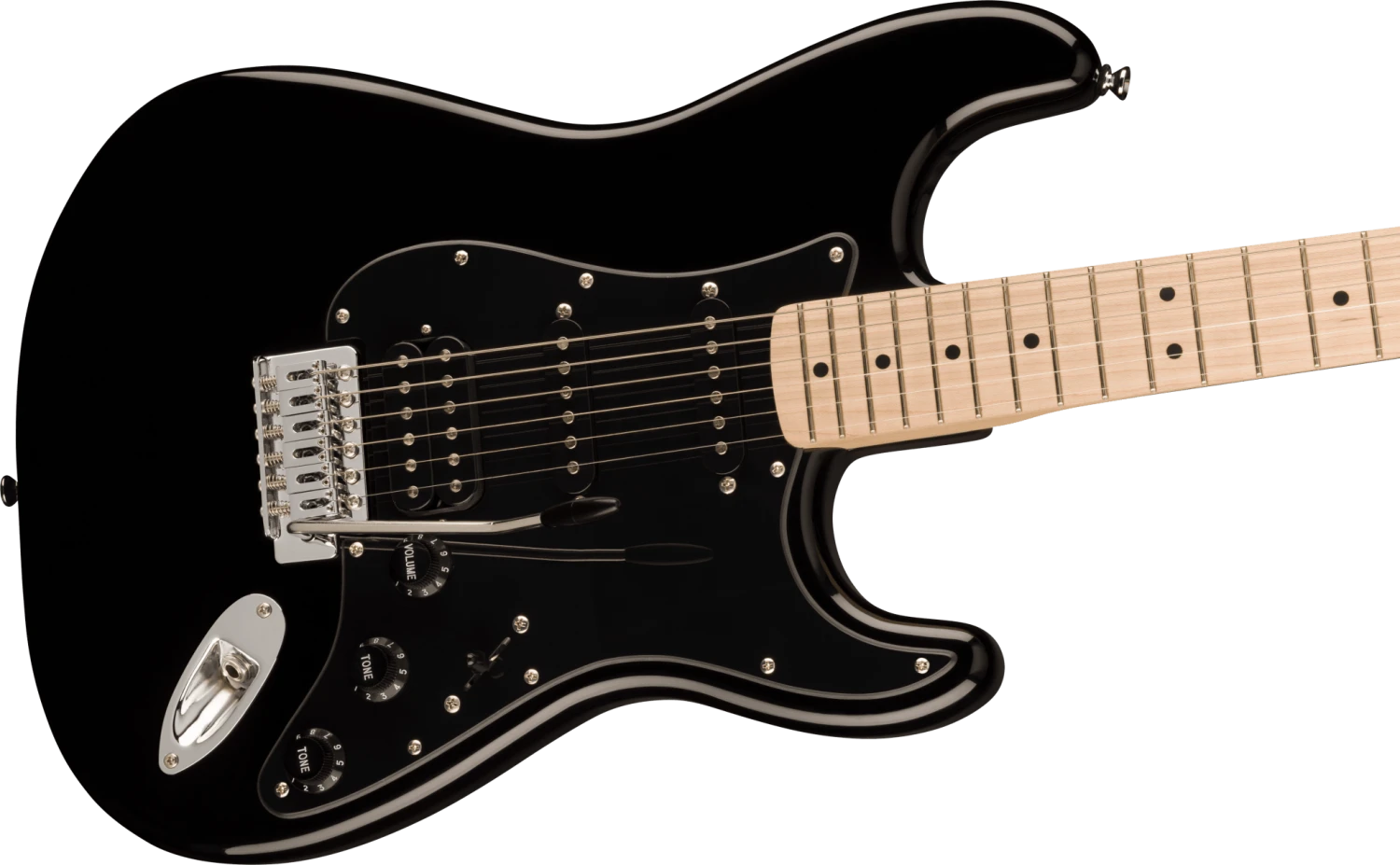 Squier Sonic® Stratocaster® HSS, Maple Fingerboard, Black Pickguard, Black 4 Squier Sonic® Stratocaster® HSS, Maple Fingerboard, Black Pickguard, Black - Image 4
