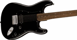 Squier Sonic™ Stratocaster® HT H, Laurel Fingerboard, Black Pickguard, Black -Faders Music Store squier sonic stratocaster ht h laurel fingerboard black pickguard black fmic 652305