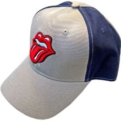 The Rolling Stones Unisex Baseball Cap Classic Tongue (Grey & Navy Blue) (2-Tone)