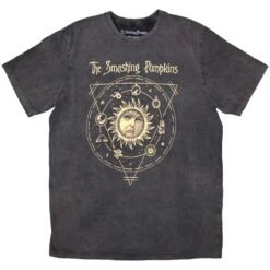 The Smashing Pumpkins Unisex Stone Wash T-Shirt Celestial Sun (Charcoal Grey)