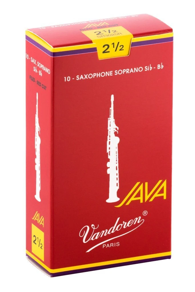 Vandoren Soprano Sax JAVA Red Reeds Strength 2.5, Box Of 10 1 Vandoren Soprano Sax JAVA Red Reeds Strength 2.5, Box Of 10
