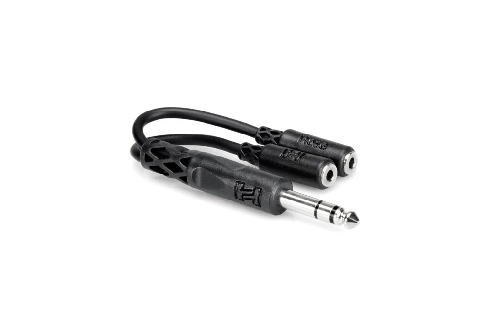 Y Cable, 1/4 In TRS To Dual 3.5 Mm TRSF 1 Y Cable, 1/4 In TRS To Dual 3.5 Mm TRSF